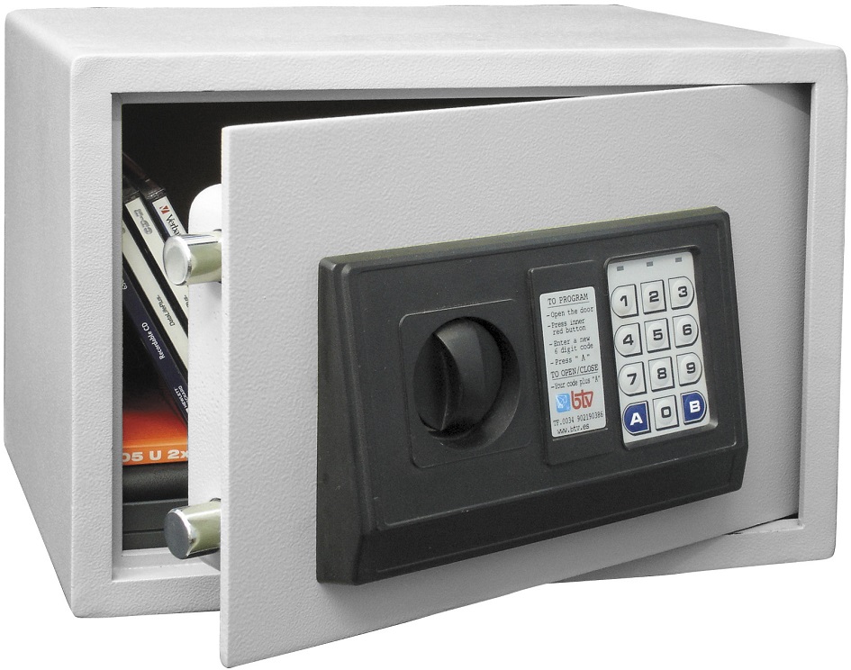 Detalle puerta abierta Caja fuerte de superficie Btv Modelo SH-25 - Seguridad Standard. Electrónica - Teclado digital más pomo